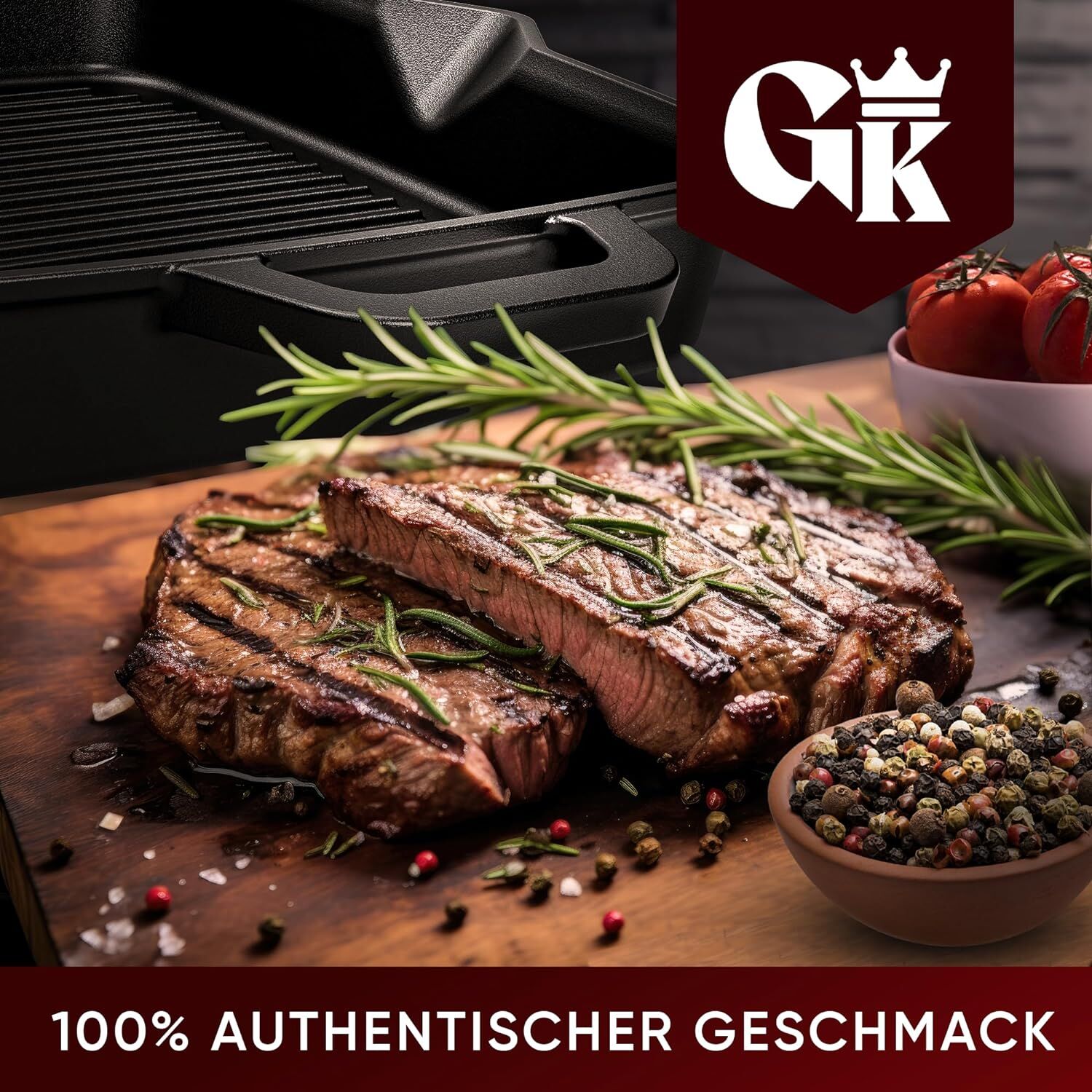GUSSKÖNIG 30cm quadratische Gusseisenpfanne Pfanne Gusseisen - Grillpfanne Induktion von GUSSKÖNIG