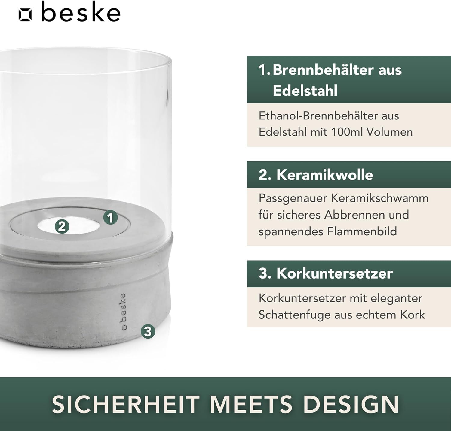 BESKE Ethanolfeuer Yali für Indoor & Outdoor | Ø14cm  von Beske-Manufaktur