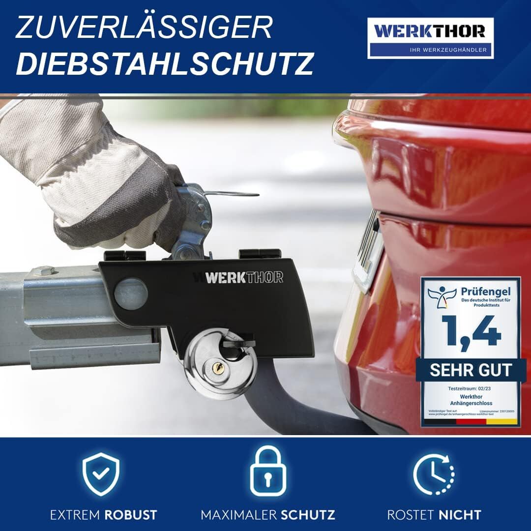 WERKTHOR Anhängerschloss | Kastenschloss | Diebstahlschutz | Schwarz mit Schlüssel Schloß von WERKTHOR