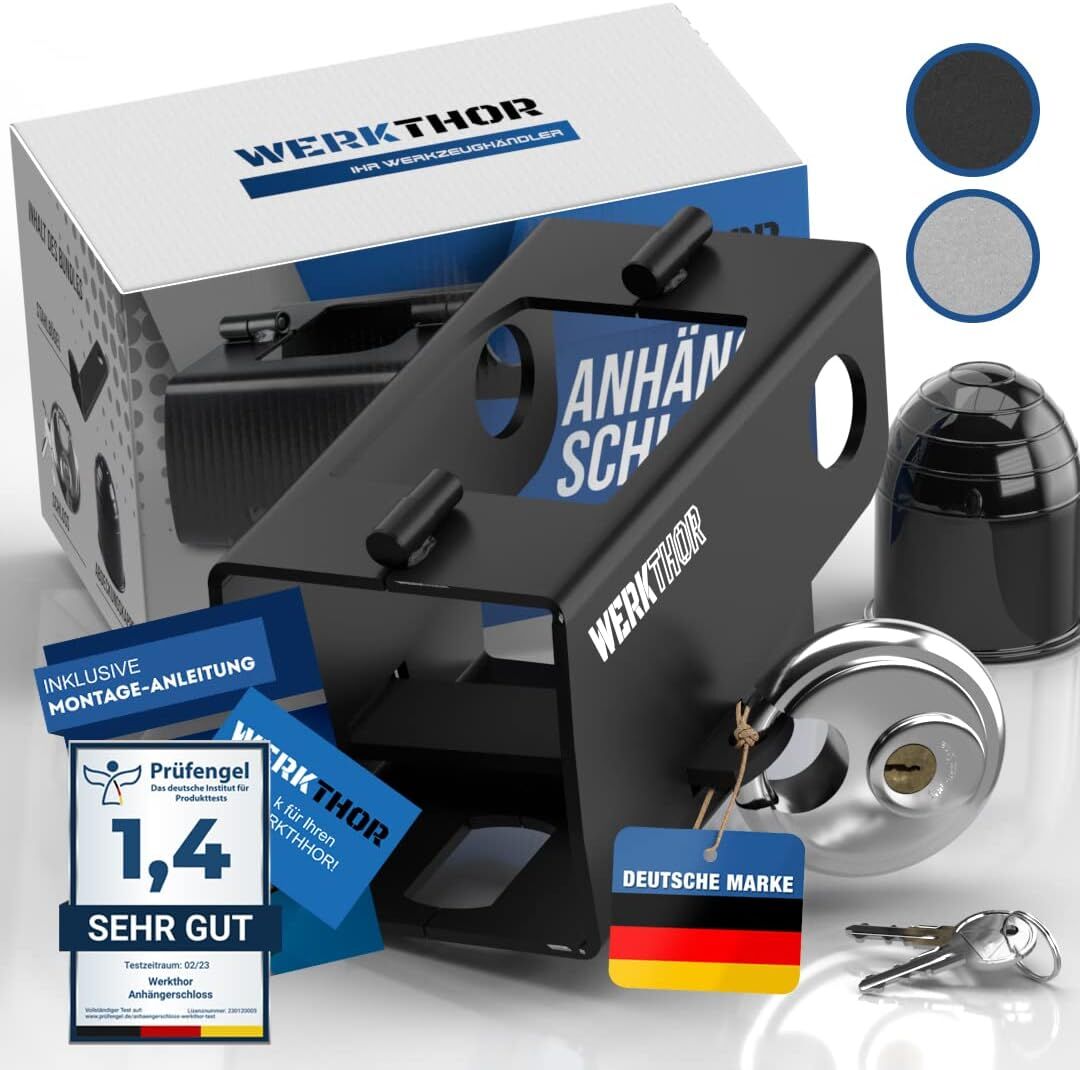WERKTHOR Anhängerschloss | Kastenschloss | Diebstahlschutz | Schwarz mit Schlüssel Schloß von WERKTHOR
