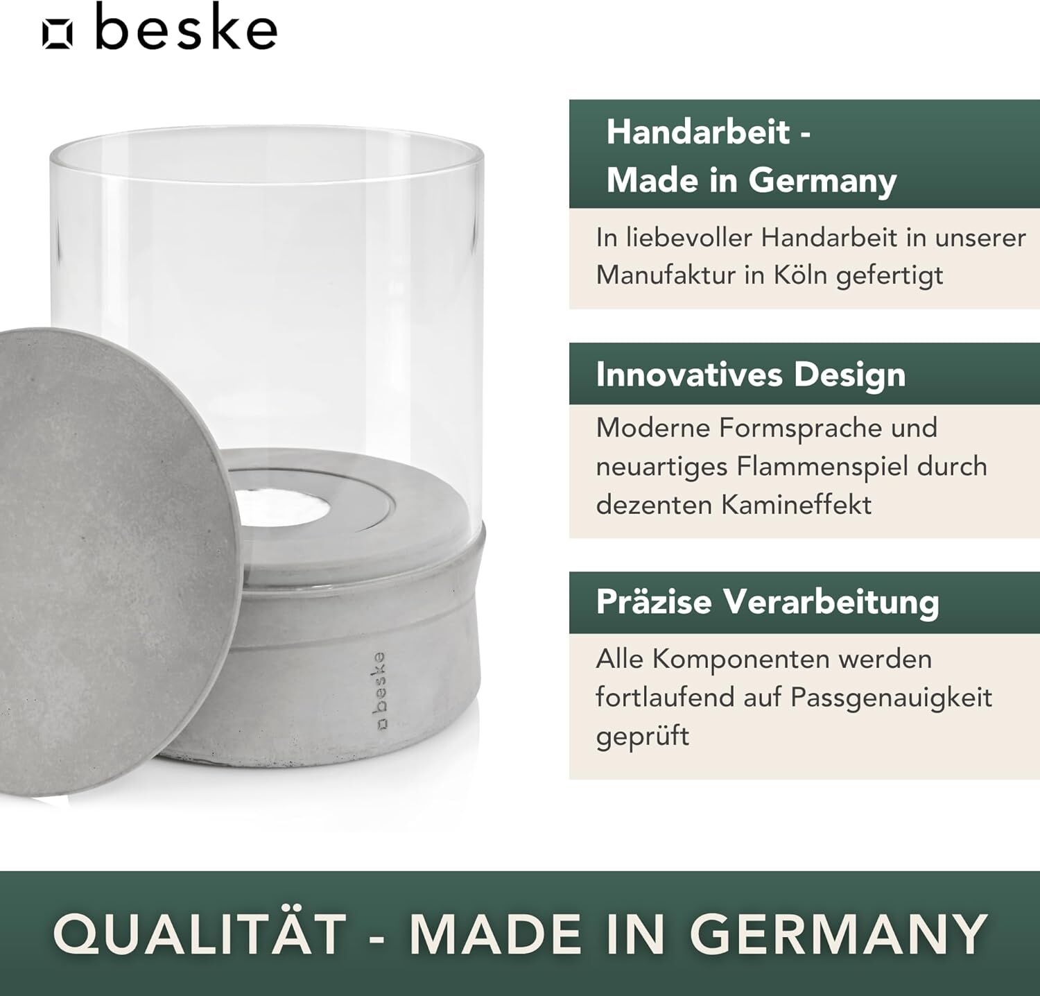 BESKE Ethanolfeuer Yali für Indoor & Outdoor | Ø14cm  von Beske-Manufaktur