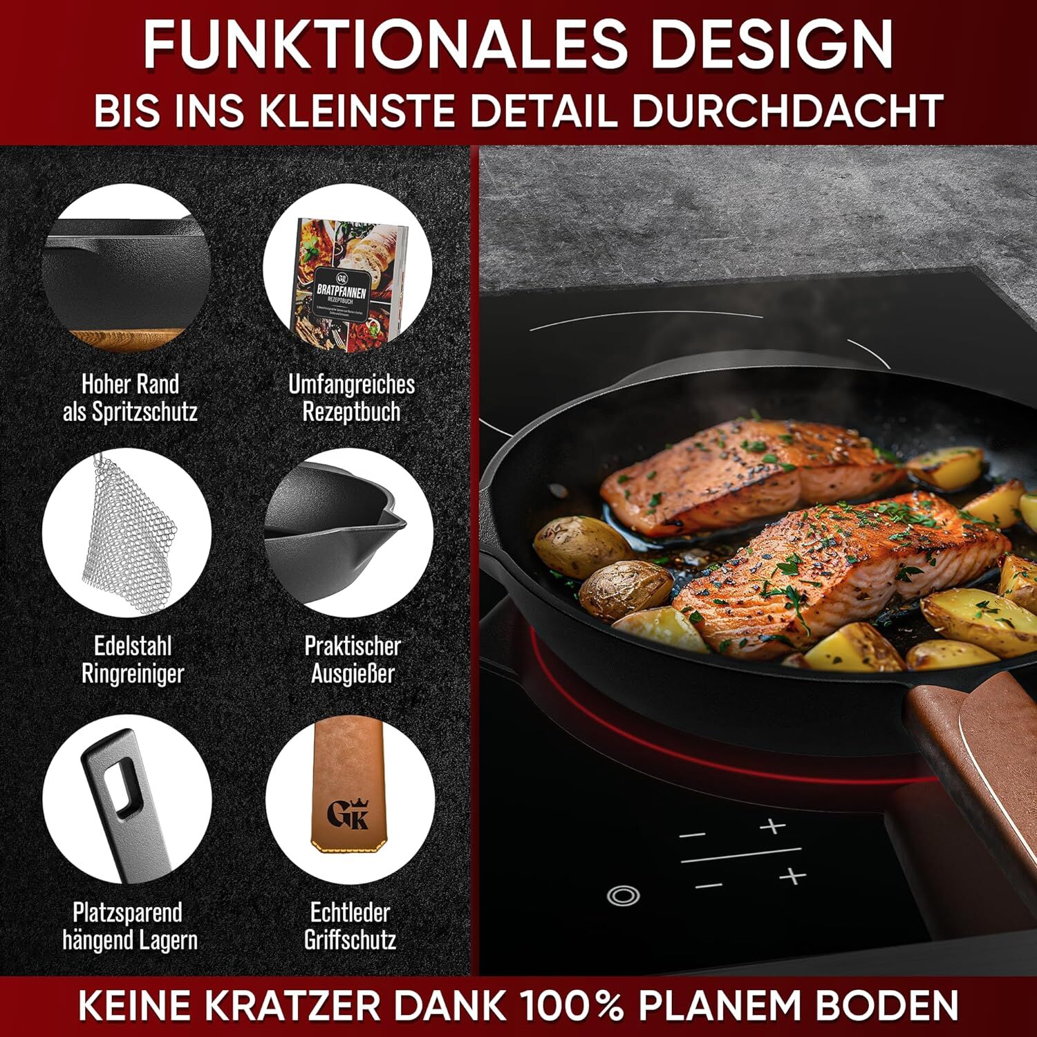 GUSSKÖNIG Ø 26cm Gusseisenpfanne Pfanne Gusseisen - Bratpfanne Induktion von GUSSKÖNIG