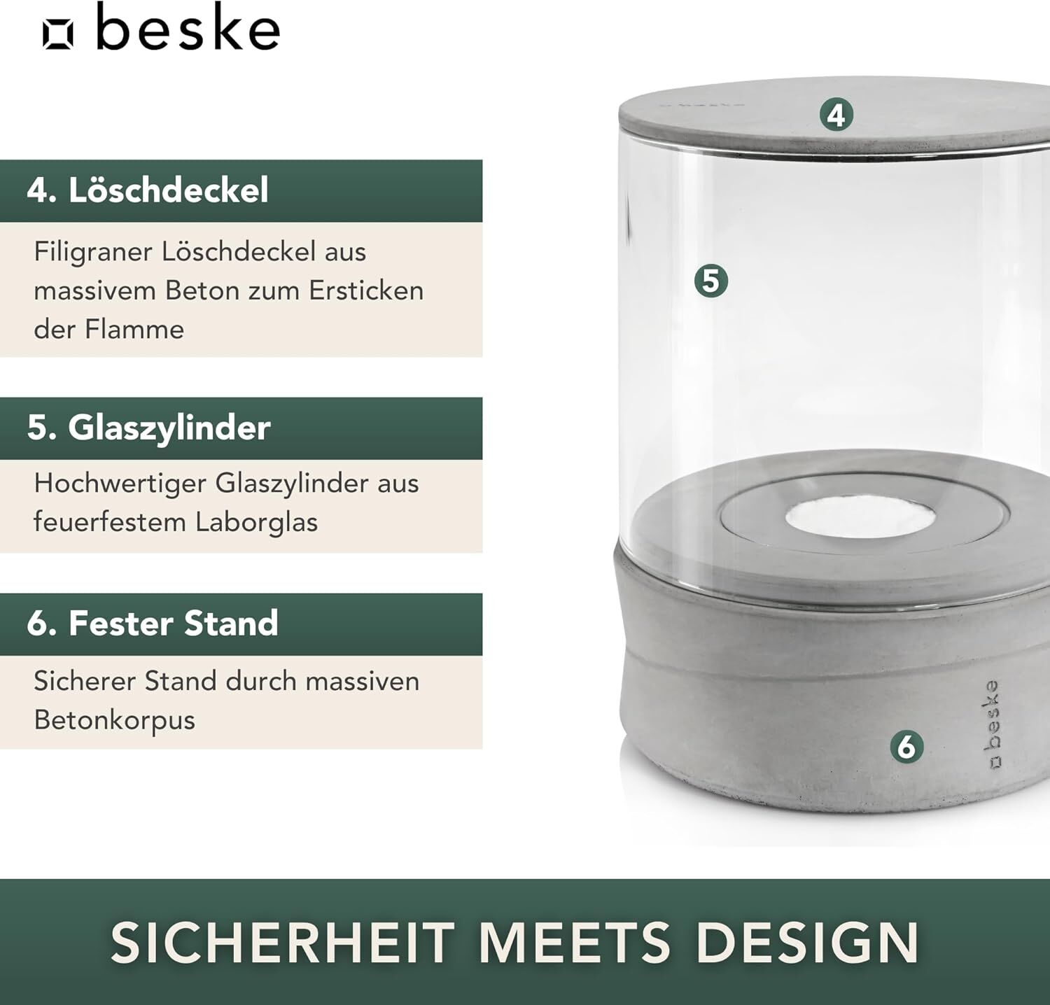 BESKE Ethanolfeuer Yali für Indoor & Outdoor | Ø14cm  von Beske-Manufaktur
