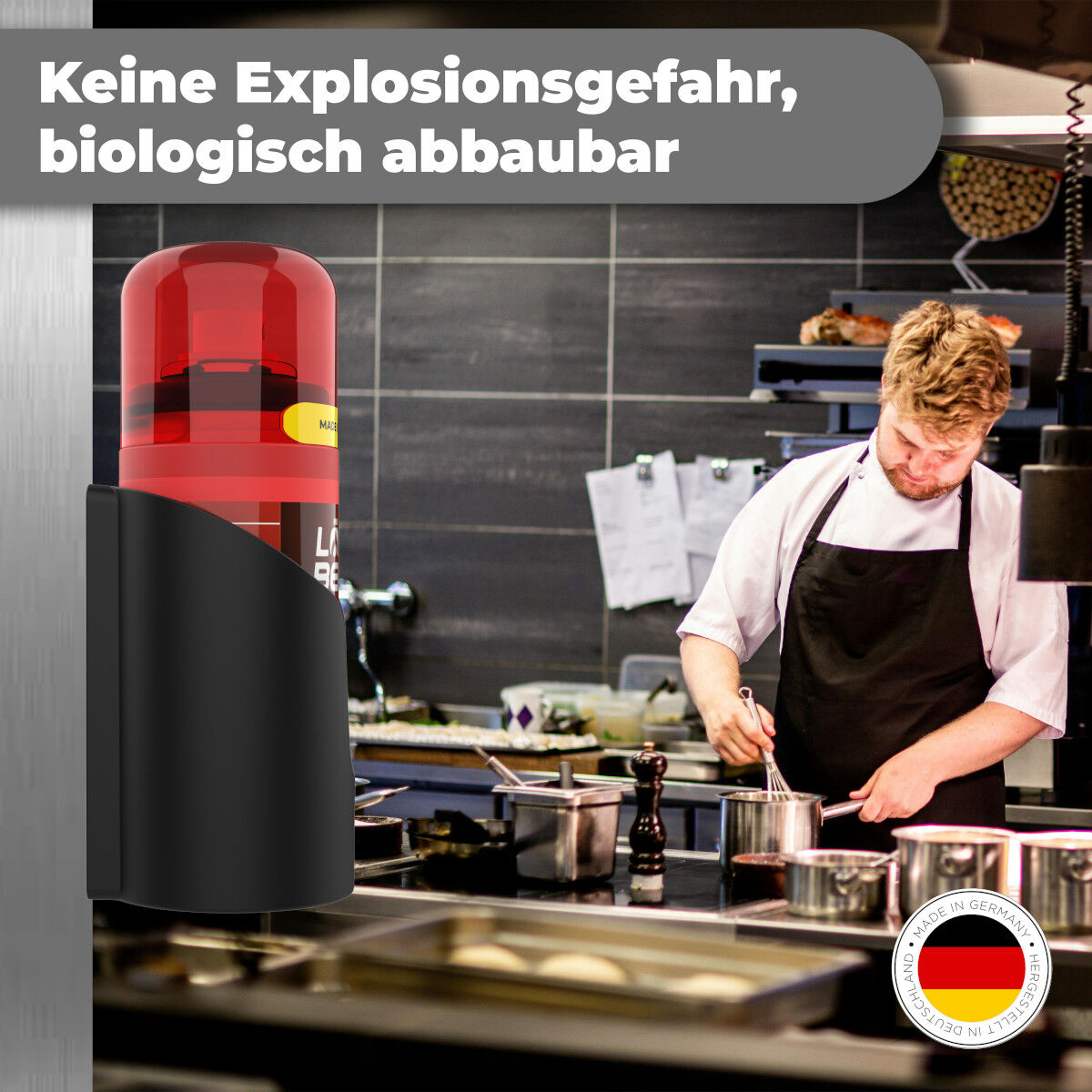 LöschBereit tragbarer Fettbrandlöscher für Camper - Grill - Küche - Werkstatt 150ml von form.bielefeld