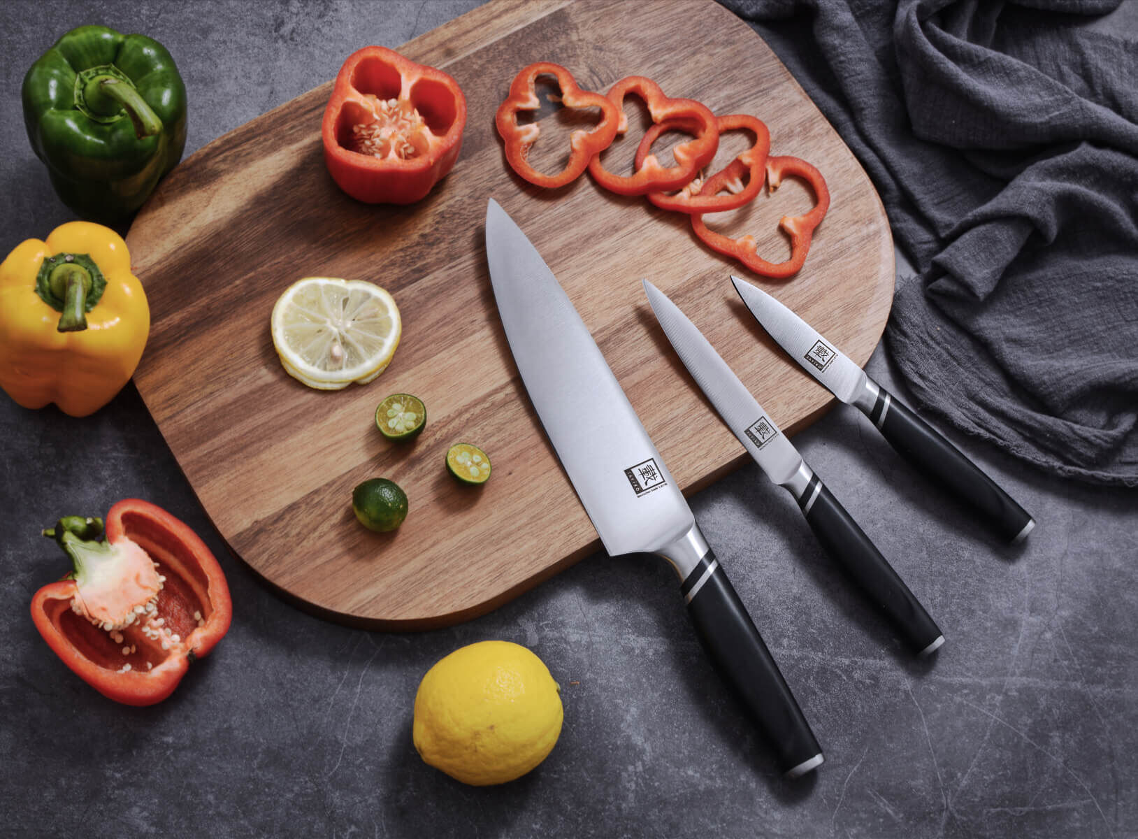 Zayiko NAMI Serie 3er Messer-Set 8,50 cm - 20,00 cm | Deutscher Edelstahl | Ergonomischer ABS Griff von Zayiko