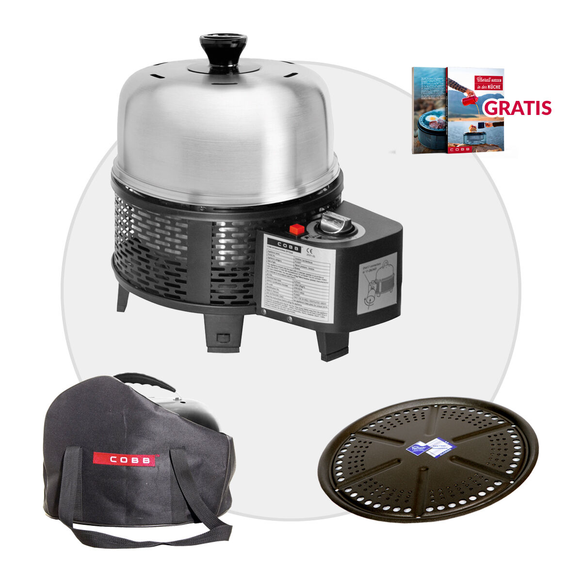 COBB Gas Grill PRO BLACK inkl. Grillplatte + Tasche | Multifunktionsküche von Cobb
