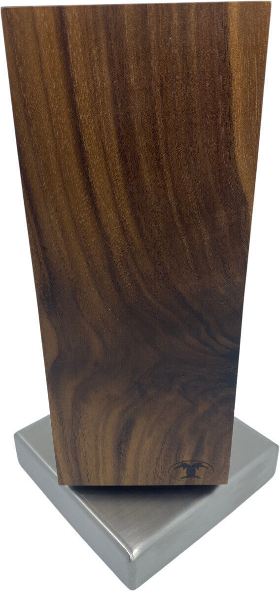 Blockwerk Monolith Messerblock in Nussbaumholz | Magnetisch mit Edelstahl-Sockel | 360 Grad von Blockwerk