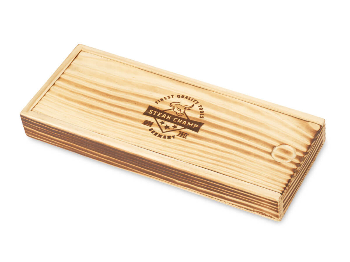 2er Set Edelstahl Steakmesser ~ Big Bull ~ in hochwertiger Vollholzbox von Steak Champ