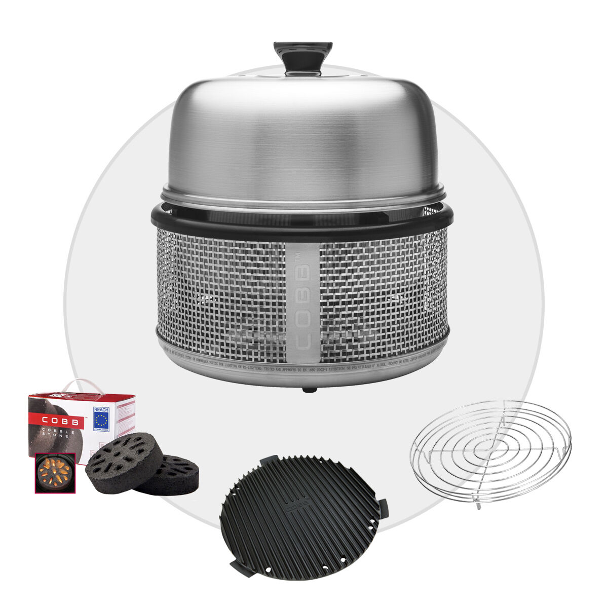 COBB Premier AIR DELUXE Grill inkl. Air Deckel & Griddle+ & Bratenrost & Cobble Stone von Cobb