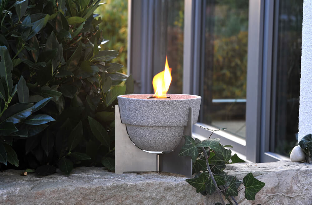 DENK Keramik Anti-Insekt-Set Schmelzfeuer Outdoor L Granicium® mit Fuß aus Edelstahl | Deckel | SLG von DENK Keramik