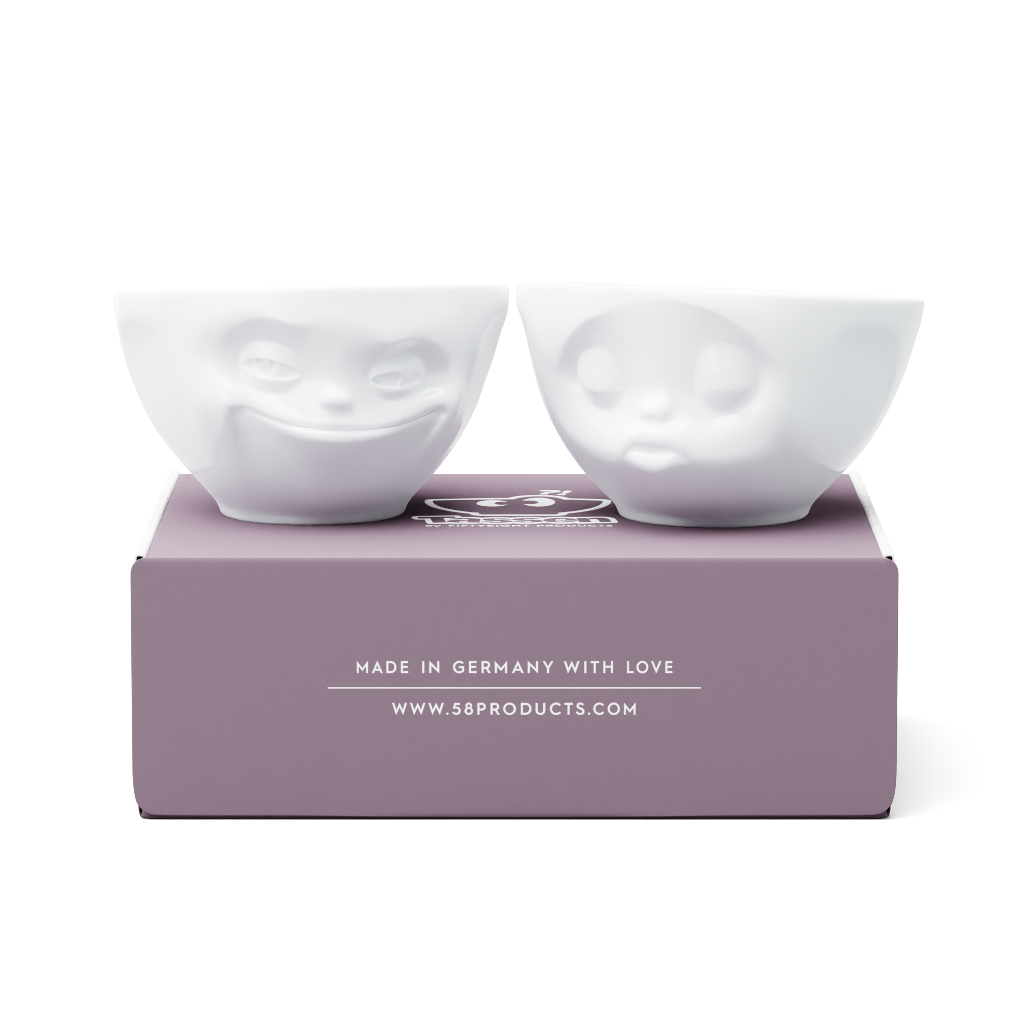 58products | Mittleres Schälchen Set Nr. 1 Küssend & Grinsend in weiß 200 ml | Made in Germany von 58products