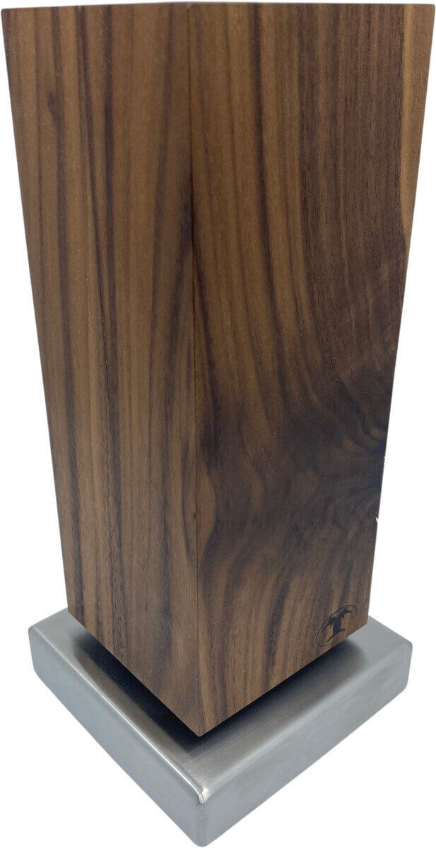 Blockwerk Monolith Messerblock in Nussbaumholz | Magnetisch mit Edelstahl-Sockel | 360 Grad von Blockwerk