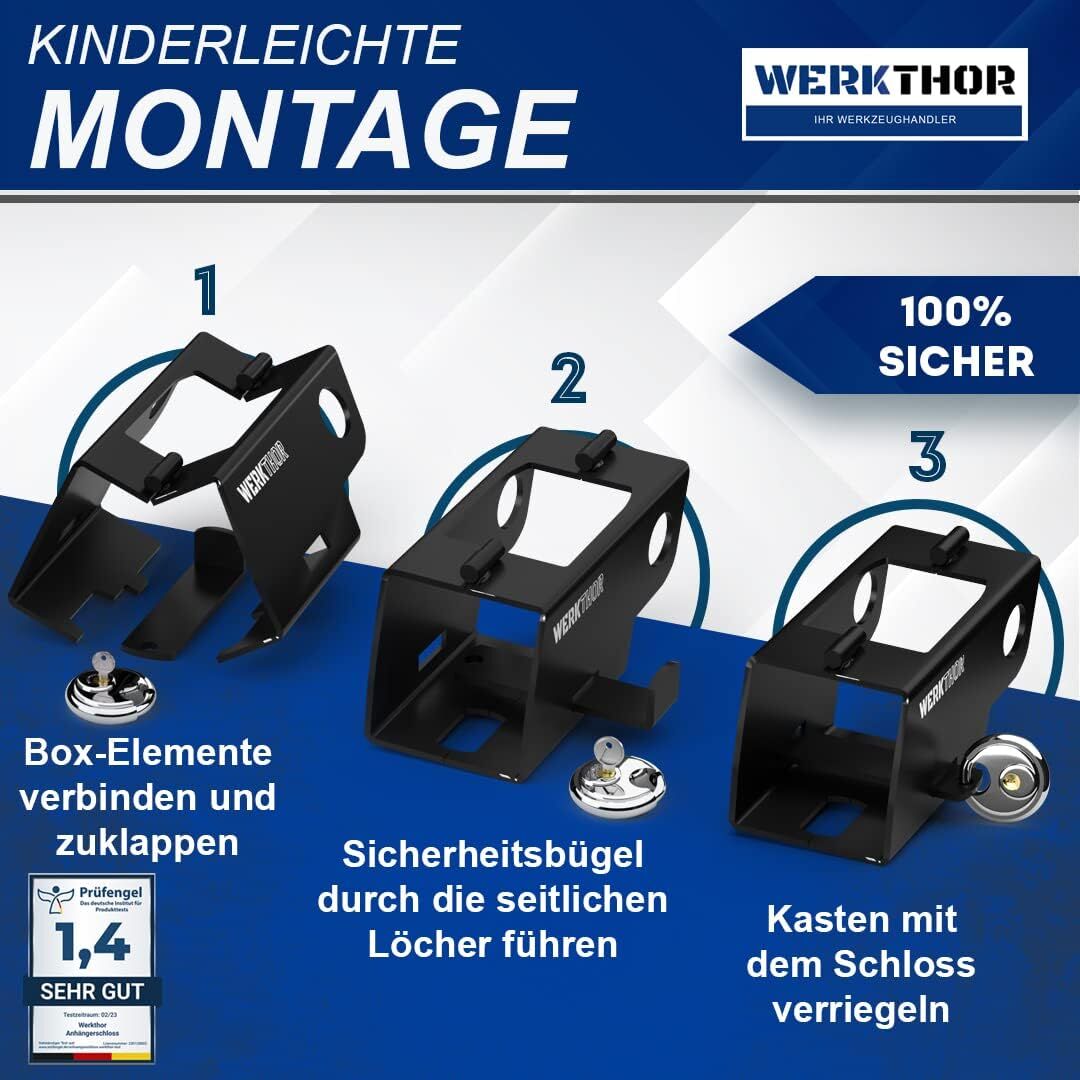 WERKTHOR Anhängerschloss | Kastenschloss | Diebstahlschutz | Schwarz mit Schlüssel Schloß von WERKTHOR