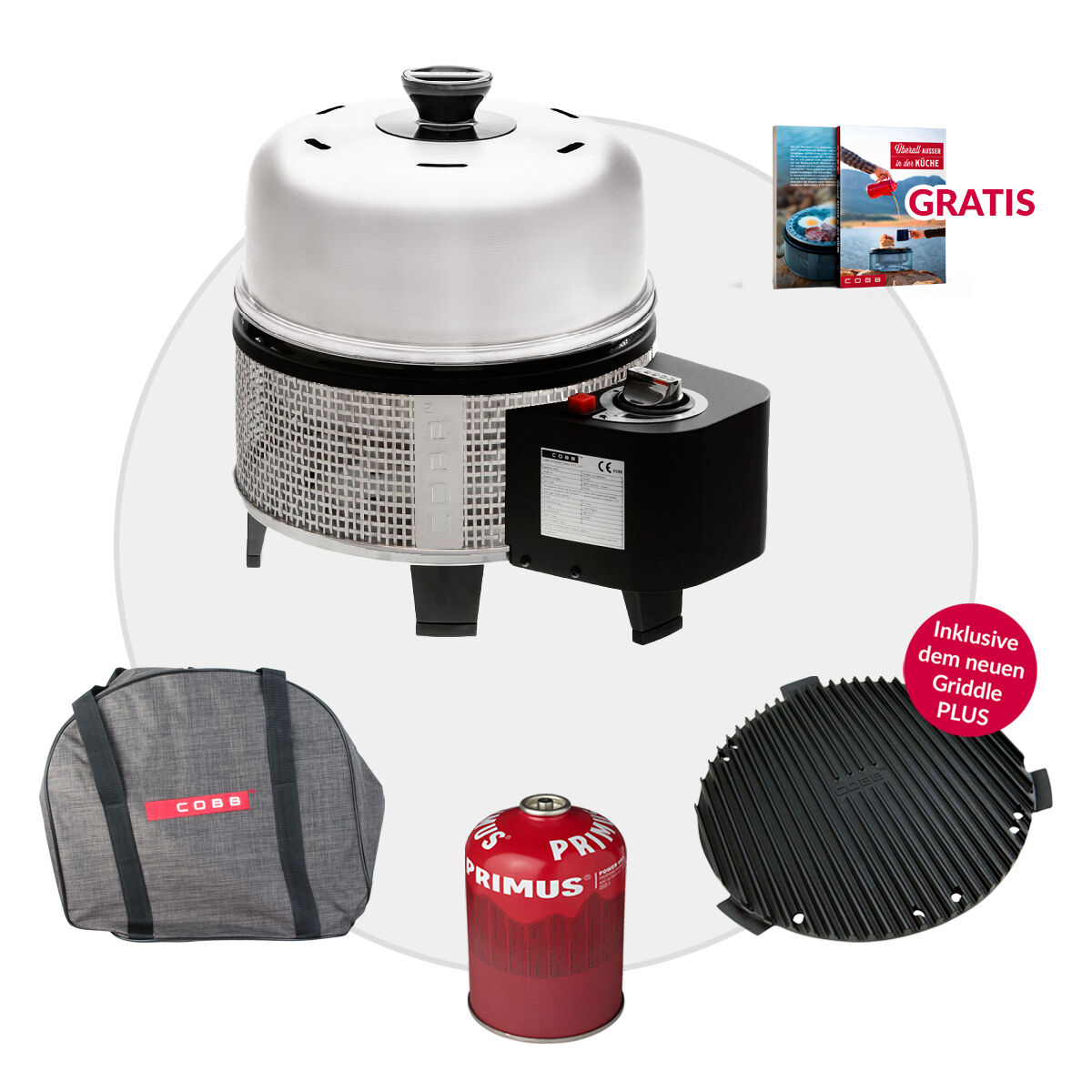 COBB Gas DELUXE 2.0 Grill Multifunktionsküche inkl. Tasche XL grau + Kartusche von Cobb