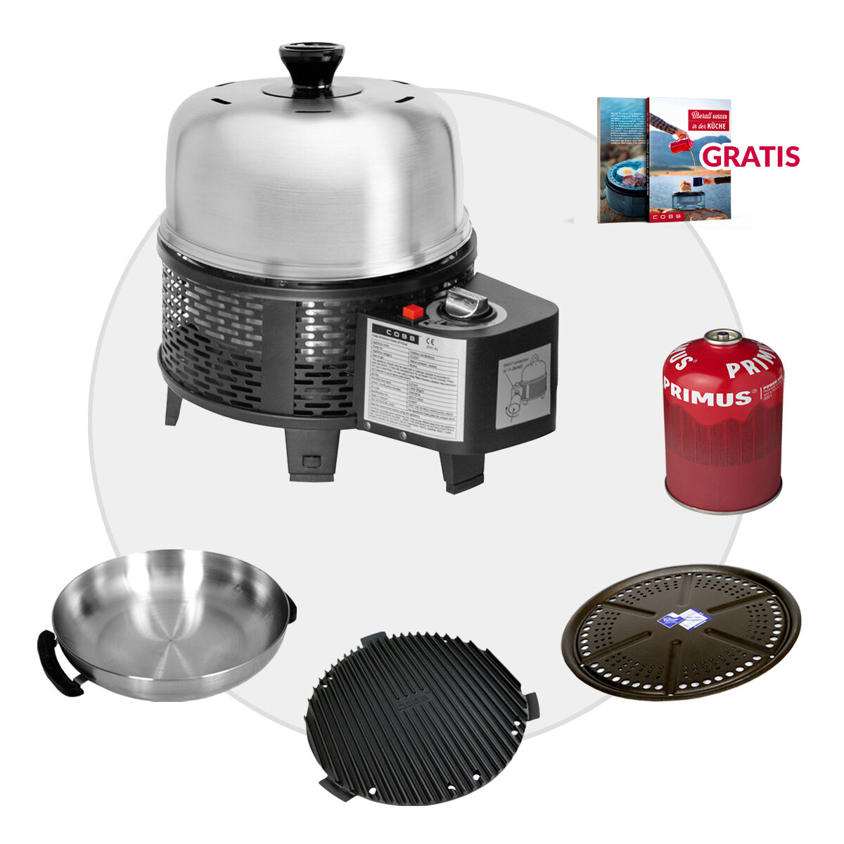 COBB Gas Grill PRO BLACK inkl. Grillplatte ~ 5-teilig | Multifunktionsküche | SET 4 von Cobb