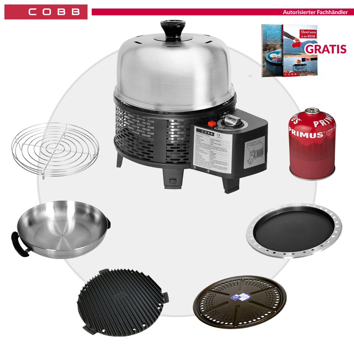 COBB Gas Grill PRO BLACK inkl. Grillplatte ~ 7-teilig | Multifunktionsküche | SET 5